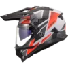 Capacete LS2 PIONEER II Block Cinza Vermelho Mate